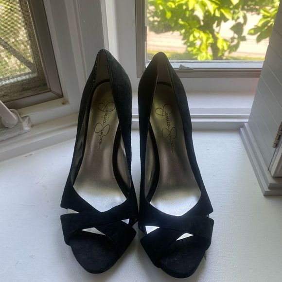 Classy, Sexy, Professional Jessica Simpson Peep Toe Wedges, Black, Size 7! ๐ โจ - Picture 8 of 11